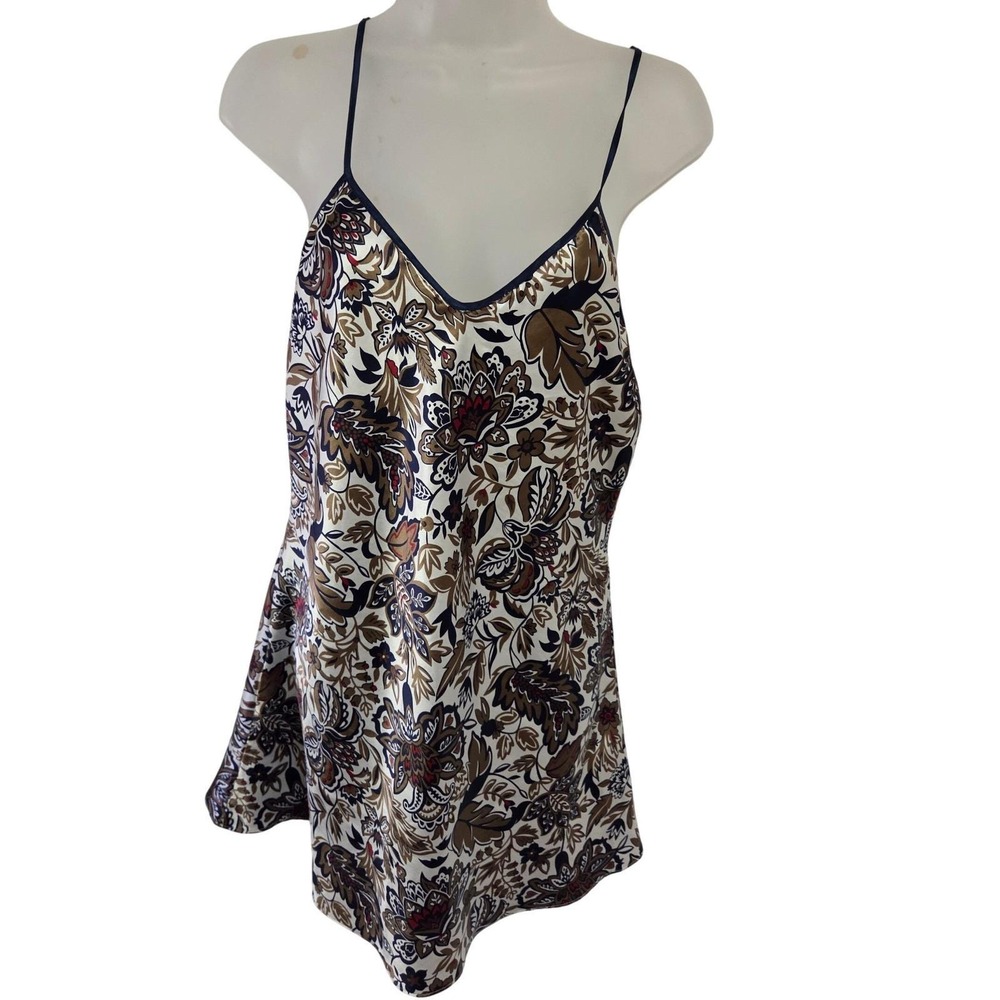 Vintage 90s VAL‎ MODE LINGERIE Floral Print Slip Dress Nightgown Camisole Top